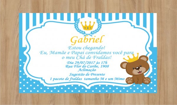 Convite Digital Ursinho Rei No Elo7 Convite Digital Ursinho Rei No Elo7