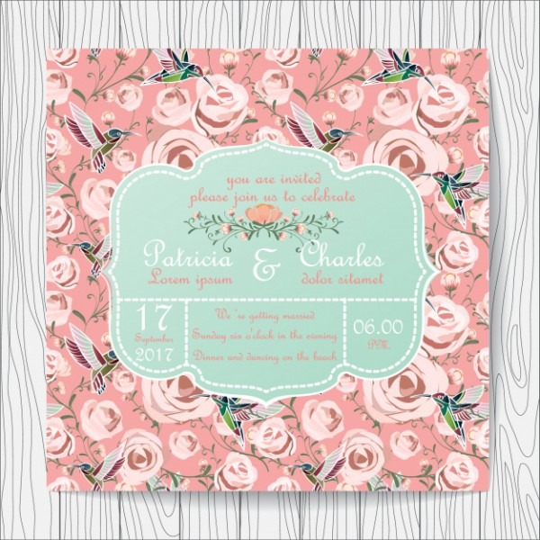 Convite Do Casamento Rosas E Fundo Beija Convite Do Casamento Rosas E Fundo Beija