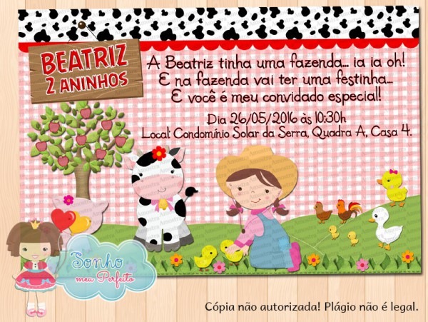 Convite Fazendinha Menina 1 No Elo7 Convite Fazendinha Menina 1 No Elo7