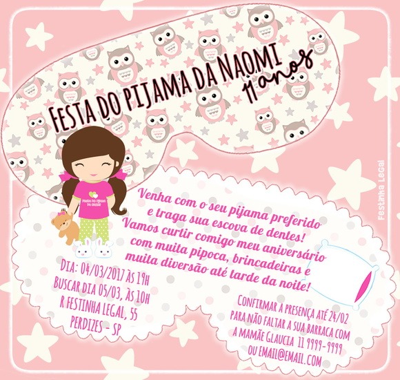 Convite Festa Do Pijama Teen Convite Festa Do Pijama Teen