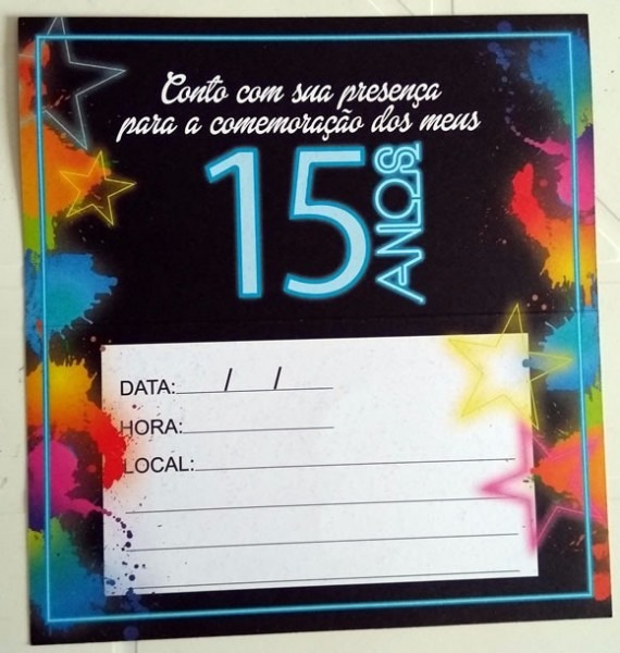 Convite Grande Aniversario 15 Anos Balada (10 Unidades) Convite Grande Aniversario 15 Anos Balada (10 Unidades)