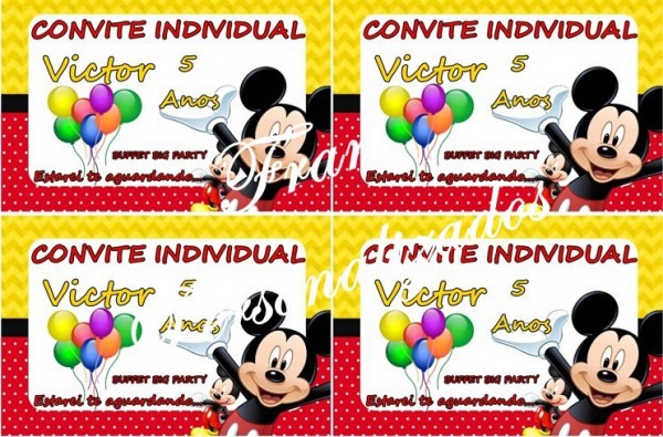 Convite Individual Digital Mickey No Elo7 Convite Individual Digital Mickey No Elo7