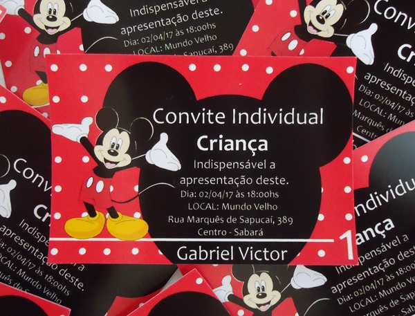 Convite Individual Mickey No Elo7 Convite Individual Mickey No Elo7