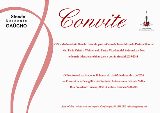 Culto De Investidura Da Pastora Sinodal Ms Tânia Cristina Weimer Culto De Investidura Da Pastora Sinodal Ms Tânia Cristina Weimer