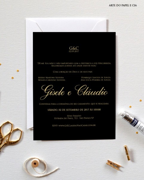 A37 Convite De Casamento Preto E Dourado No Elo7 A37 Convite De Casamento Preto E Dourado No Elo7