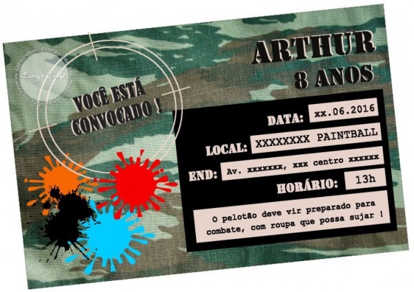 Convite Paintball No Elo7 Convite Paintball No Elo7