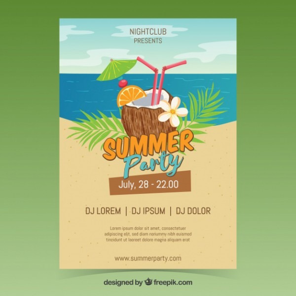 Convite Para Festa De Verão Com Coco E Praia Convite Para Festa De Verão Com Coco E Praia