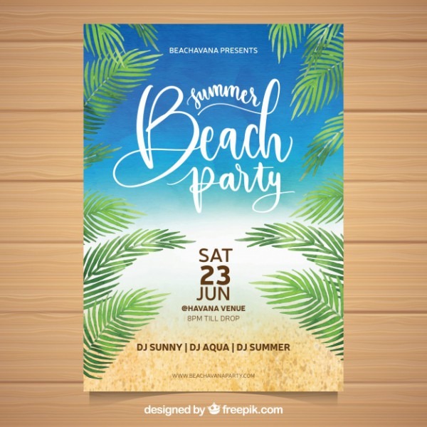 Convite Para Festa De VerÃ£o Com Praia E Plantas