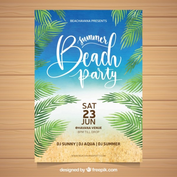 Convite Para Festa De Verão Com Praia E Plantas Convite Para Festa De Verão Com Praia E Plantas
