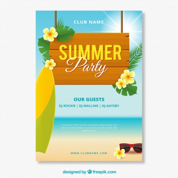 Convite Para Festa De Verão Com Vista Para A Praia Em Estilo Convite Para Festa De Verão Com Vista Para A Praia Em Estilo