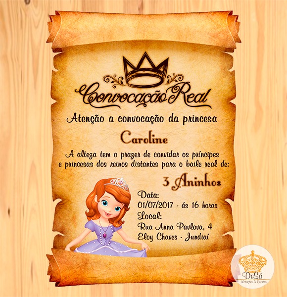 Convite De Pergaminho Princesa