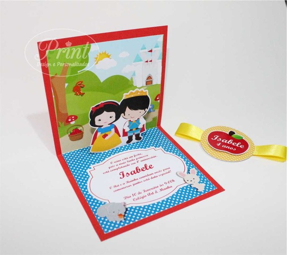 Convite Pop Up Branca De Neve Convite Pop Up Branca De Neve