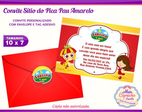 Convite SÃtio Do Pica Pau Amarelo No Elo7 Convite SÃtio Do Pica Pau Amarelo No Elo7