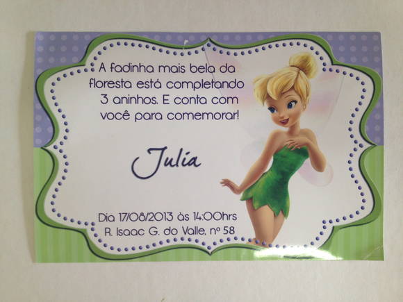 Convite Tinkerbell Sininho No Elo7 Convite Tinkerbell Sininho No Elo7