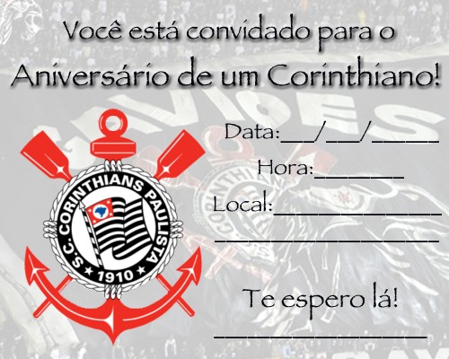 AniversÃ¡rio De CrianÃ§a  Convite De AniversÃ¡rio Do Corinthians Para