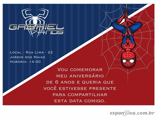 Convites De Aniversário Do Homem Aranha Convites De Aniversário Do Homem Aranha