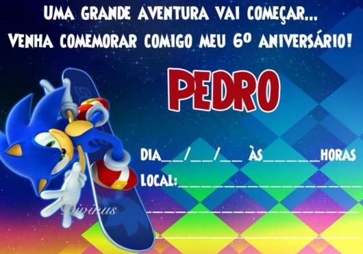 Um Modelo De Convite Do Sonic Pronto Para Preencher Com As Um Modelo De Convite Do Sonic Pronto Para Preencher Com As