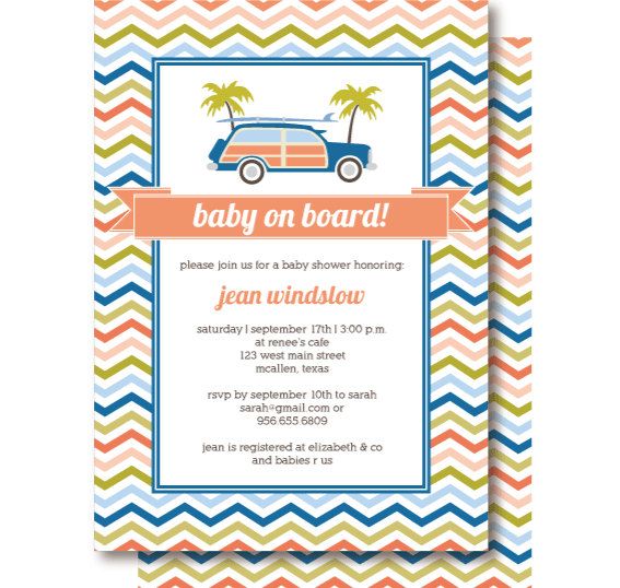 Surfer Baby Shower Invitation Baby On Board Surfer Baby Shower Invitation Baby On Board