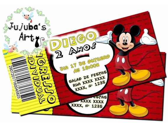 Convite Individual Do Mickey Convite Individual Do Mickey