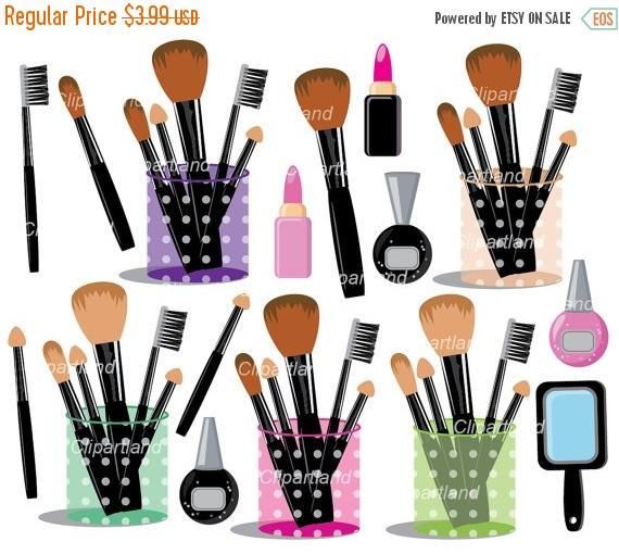On Sale Instant Download  Makeup Brush Set  Cosmetics Clipart