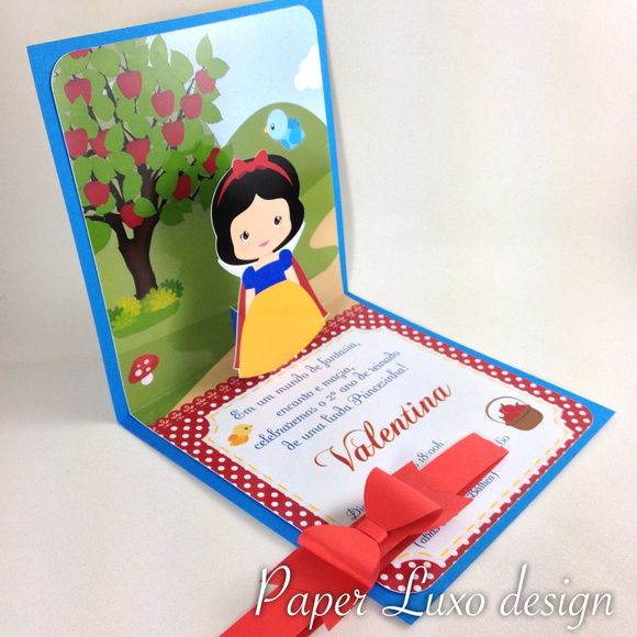 Convite Pop Up 3d Branca De Neve Convite Pop Up 3d Branca De Neve