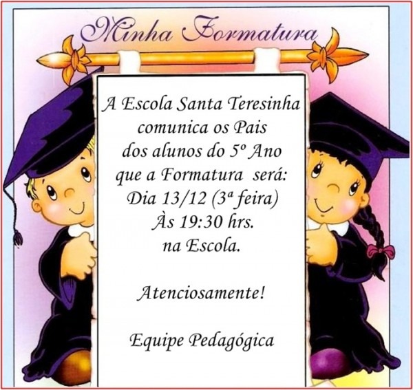 Convite Da Escola Santa Teresinha â Blog Do Roque â SÃo JoÃo Do Ivaà Convite Da Escola Santa Teresinha â Blog Do Roque â SÃo JoÃo Do IvaÃ