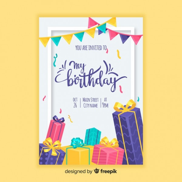 Modelo De Convite De Aniversário Em Estilo Simples Modelo De Convite De Aniversário Em Estilo Simples