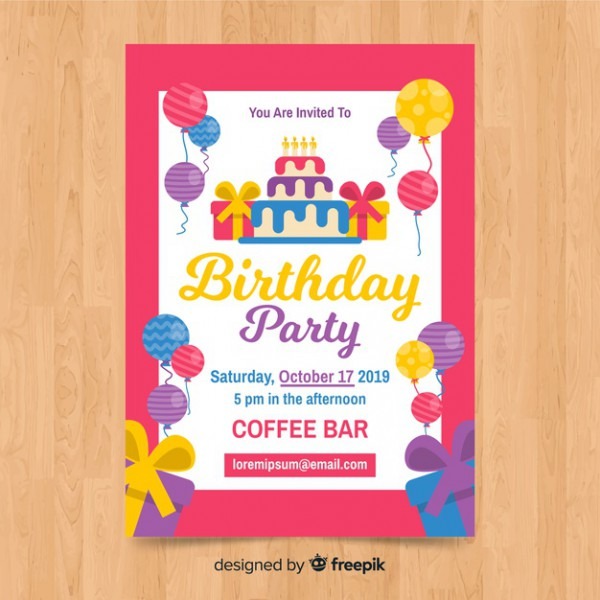 Modelo De Convite De Aniversário Em Estilo Simples Modelo De Convite De Aniversário Em Estilo Simples
