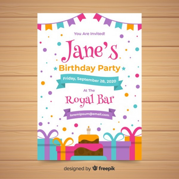 Modelo De Convite De Aniversário Em Estilo Simples Modelo De Convite De Aniversário Em Estilo Simples