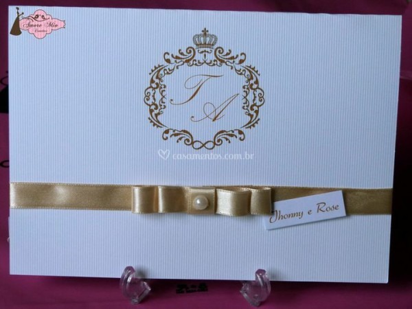 Convite Branco Com Dourado De Amore Mio Convites Convite Branco Com Dourado De Amore Mio Convites
