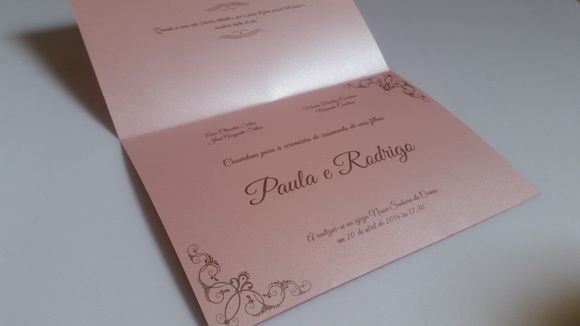Convite Casamento Papel Perolado Rosa Convite Casamento Papel Perolado Rosa