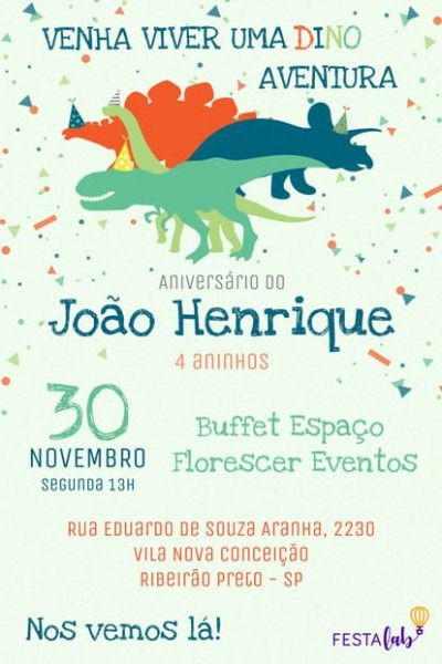 Convite Dinossauros Convite Dinossauros