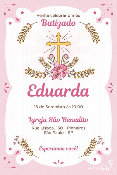 Convite De Batizado Convite De Batizado