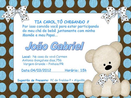 Convite De Chá De Bebê Convite De Chá De Bebê