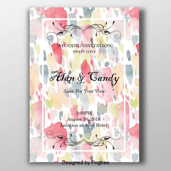 Aquarela PincÃ©is Convites De Casamento Modelo Para Download