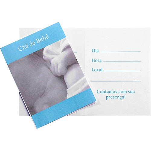 Convite Pequeno Chá De Bebê Azul Convite Pequeno Chá De Bebê Azul