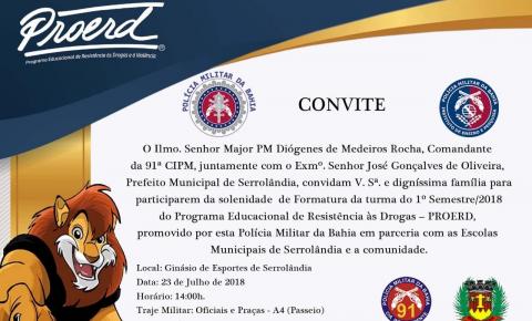Convite Para Cerimônia De Formatura Do Proerd Em Serrolândia Convite Para Cerimônia De Formatura Do Proerd Em Serrolândia