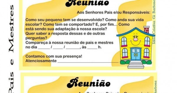 40 Convites Para Reunião De Pais 40 Convites Para Reunião De Pais