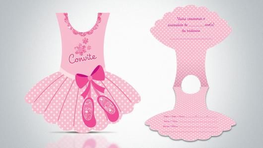 Convites Bailarina Vestido Impresso Convites Bailarina Vestido Impresso