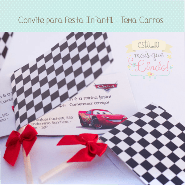 Convite Infantil No Tema Carros Convite Infantil No Tema Carros
