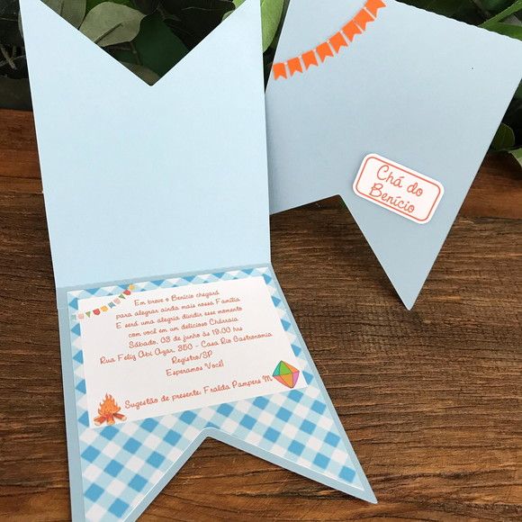 Convite Chá De Bebê Festa Junina Confeccionado Em Papel De Alta Convite Chá De Bebê Festa Junina Confeccionado Em Papel De Alta