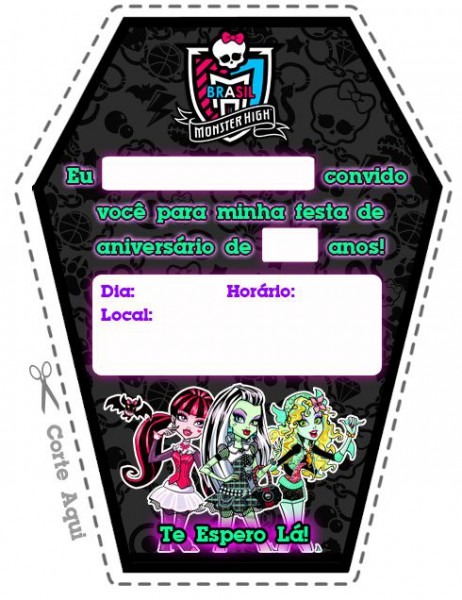 Convites De Aniversário Monster Highâ¢! Convites De Aniversário Monster Highâ¢!