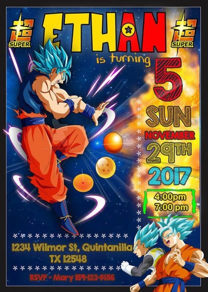 Dragon Ball Super Digital Invitation, Costumization Included Dragon Ball Super Digital Invitation, Costumization Included