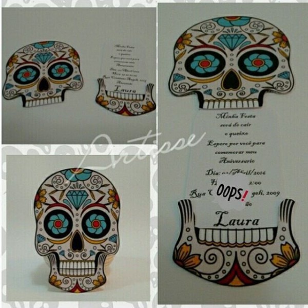 Convites Tema Caveira Mexicana! Artisse Convites Tema Caveira Mexicana! Artisse