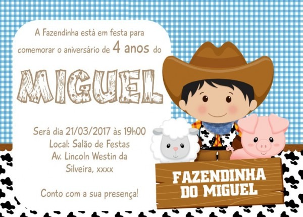 80 Convites Fazendinha 10x7 Cm Aniversário Menino Ou Menina 80 Convites Fazendinha 10x7 Cm Aniversário Menino Ou Menina
