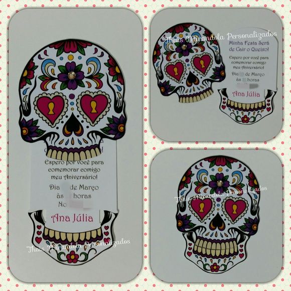 Convite Personalizado Caveira Mexicana, A MandÃbula Desloca Para Convite Personalizado Caveira Mexicana, A MandÃbula Desloca Para