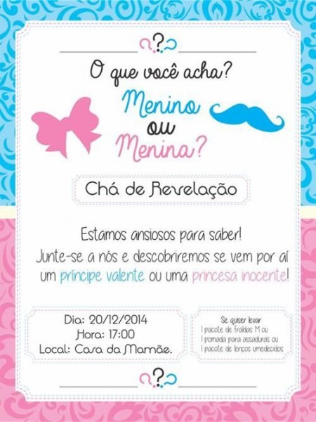 Convite De Chá De Revelação â 15 Modelos Para Editar â Modelos De Convite De Chá De Revelação â 15 Modelos Para Editar â Modelos De