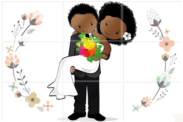 Casal De Noivinhos Negros Para Personalização De Lembranças De Casal De Noivinhos Negros Para Personalização De Lembranças De