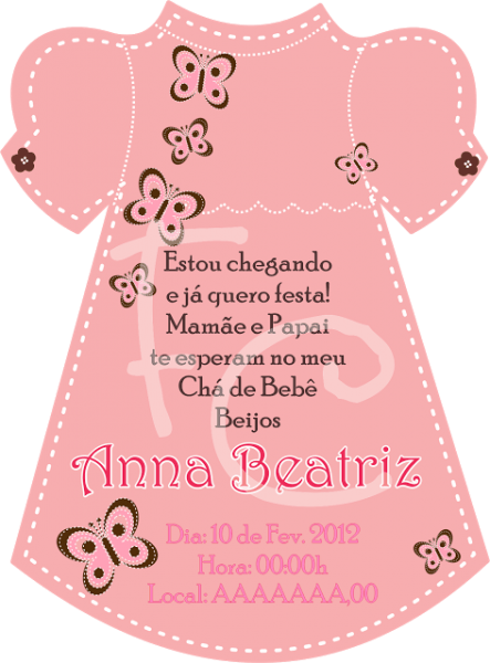 Convite Cha De Bebe Formato Vestido Convite Cha De Bebe Formato Vestido