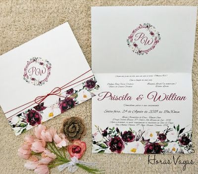 Convite De Casamento Artesanal Personalizado Floral Flores Do
